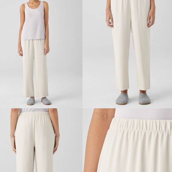 Eileen Fisher 100% Silk Pants Fits XL Luxe Wide Leg Minimalist Resort Loungewear - Picture 1 of 9
